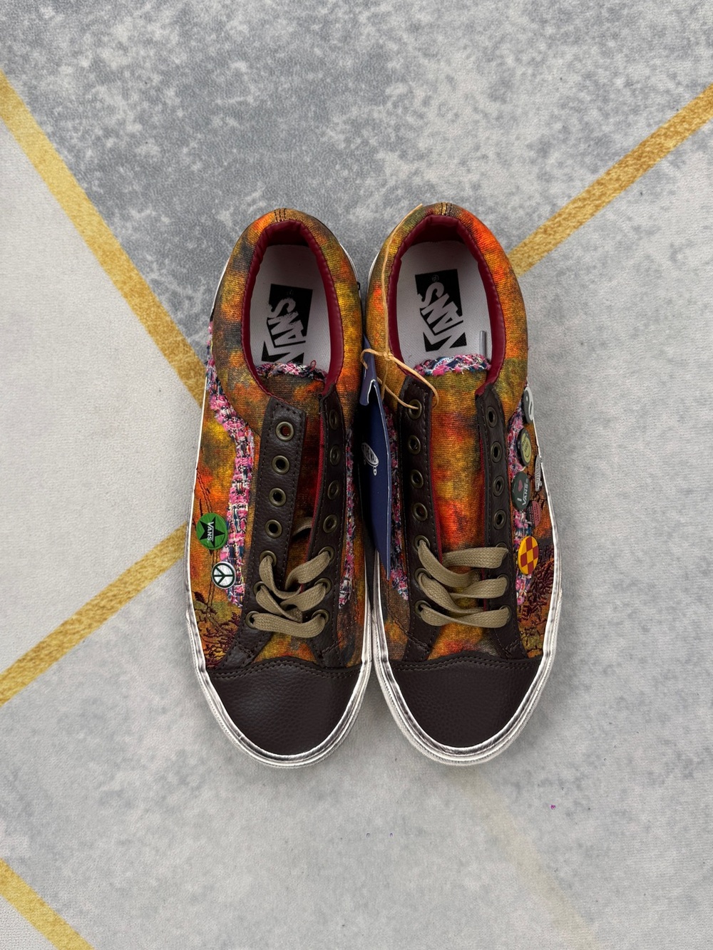 Vans Multicolor Tie-Dye Low Top Sneakers with Brown Accents - Picture 4 of 12
